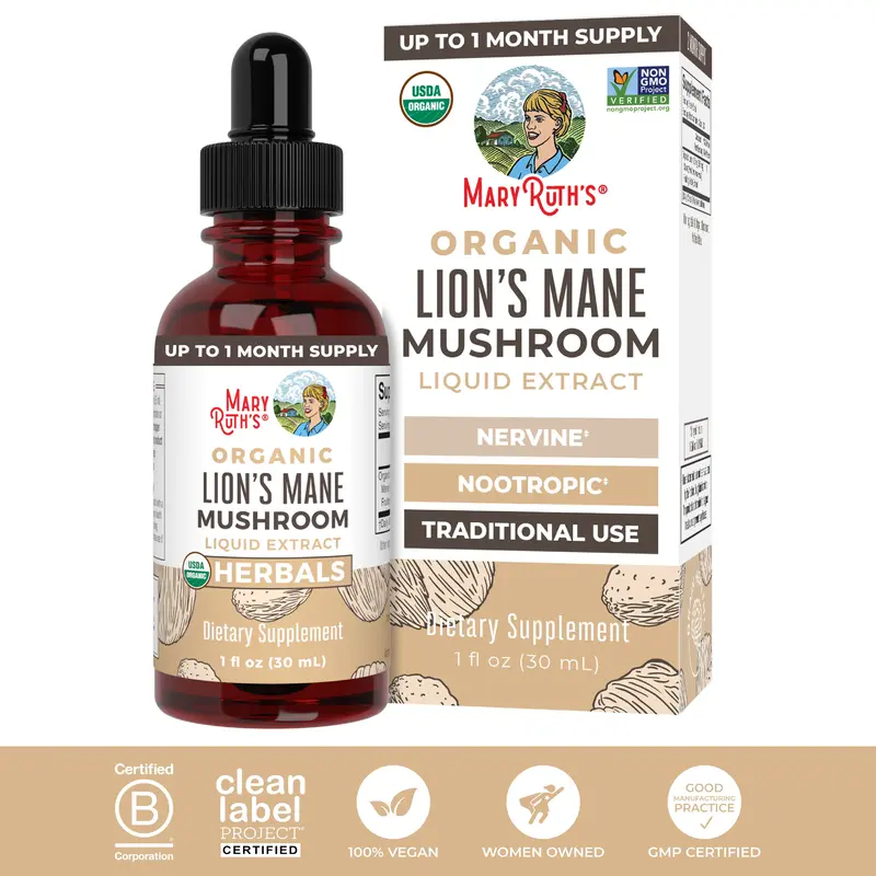 MaryRuth's Organic Lion's Mane Mushroom Liquid Drops - Up to 2 Month Supply - Nootropic - Brain Health - Non-GMO - Alcohol Fr...