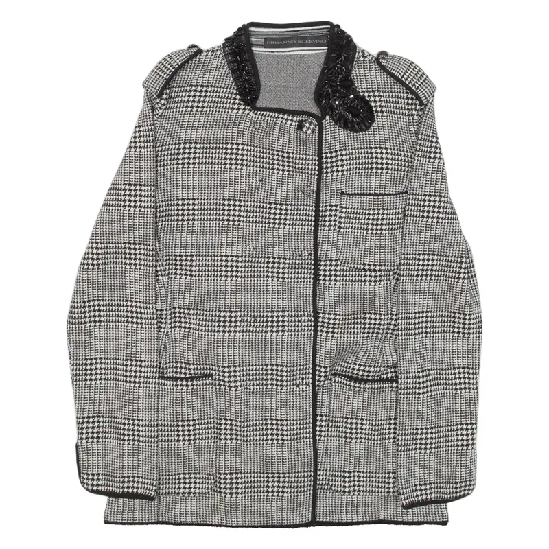 ERMANNO SCERVINO Knit Jacket White Houndstooth Womens S