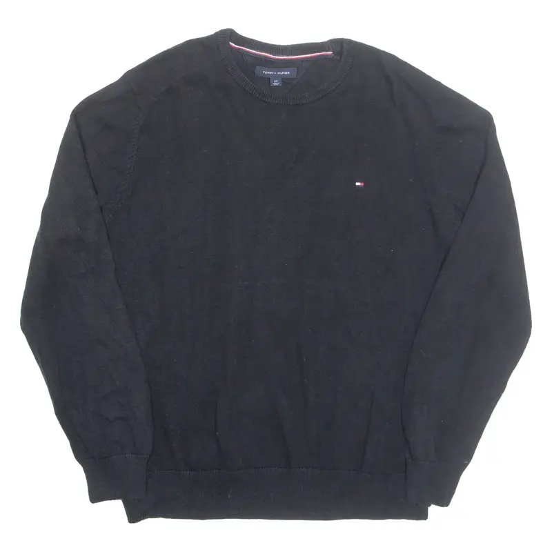 TOMMY HILFIGER Mens Jumper Black Tight Knit L