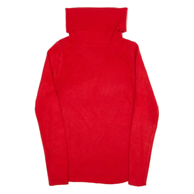 EXOTIQUE Ribbed Jumper Red Tight Knit Roll Neck Womens M