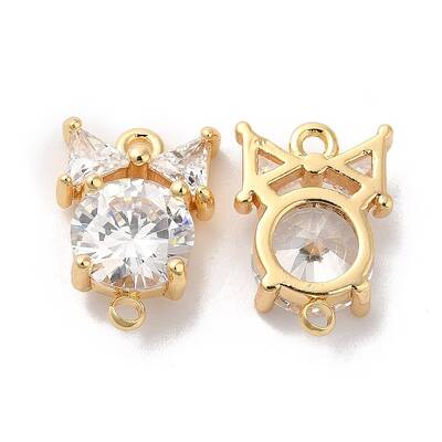 Brass Clear Glass Connector Charms