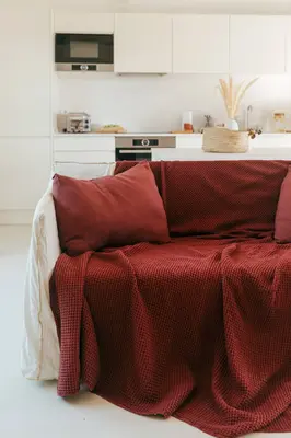 Linen waffle blanket in Terracotta | Size: King 260x220