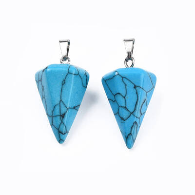 Cone/Spike/Pendulum Dyed Synthetical Blue Turquoise Stone Pendants