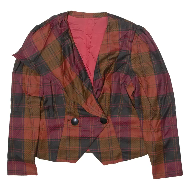 Womens Blazer Jacket Maroon 90s Check M