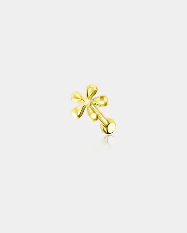 14K Gold Flower Cartilage Stud