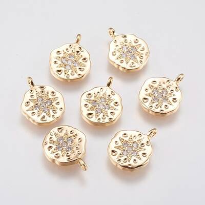 Brass Micro Pave Cubic Zirconia Charms