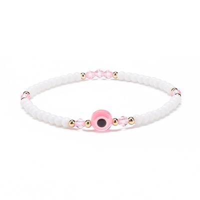 Resin Evil Eye & Acrylic Beaded Stretch Bracelet for Women