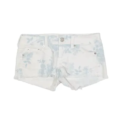 AMERICAN EAGLE Denim Shorts White Regular Floral Womens S W28