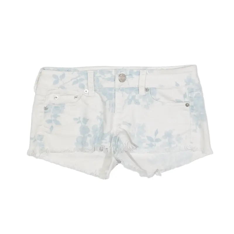 AMERICAN EAGLE Denim Shorts White Regular Floral Womens S W28