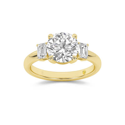 Moonbeam Three Stone Round Lab Grown Diamond Engagement Ring | 14K Yellow Gold 4 CT. TW.