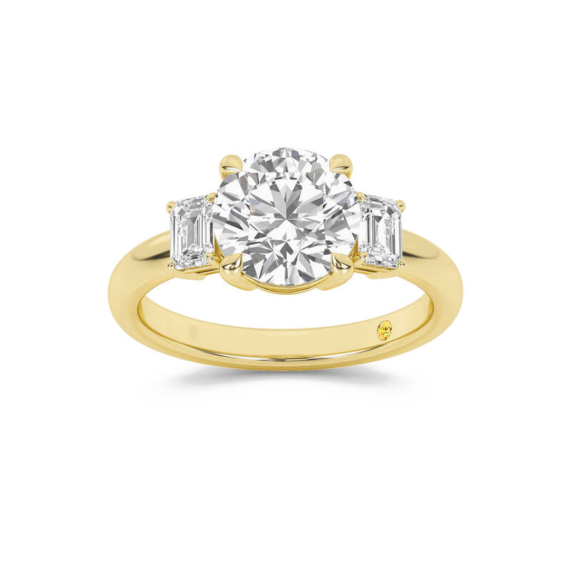 Moonbeam Three Stone Round Lab Grown Diamond Engagement Ring | 14K Yellow Gold 4 CT. TW.