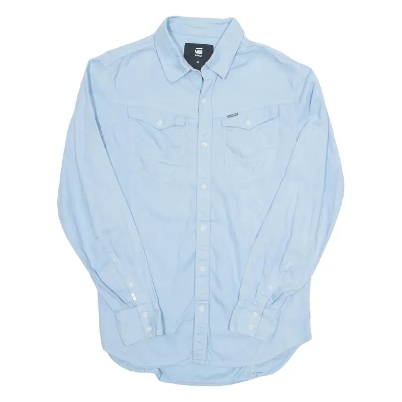 G-STAR RAW Mens Plain Shirt Blue Long Sleeve M