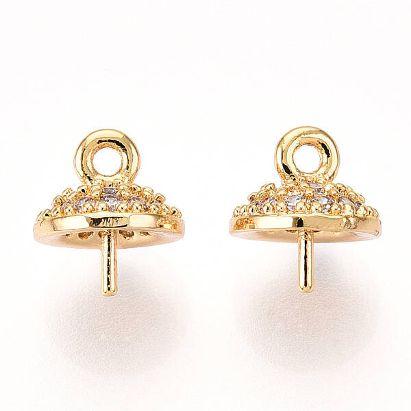 Brass Micro Pave Clear Cubic Zirconia Peg Bails