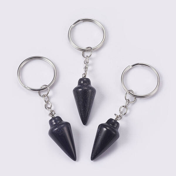 Synthetic Blue Goldstone Keychain