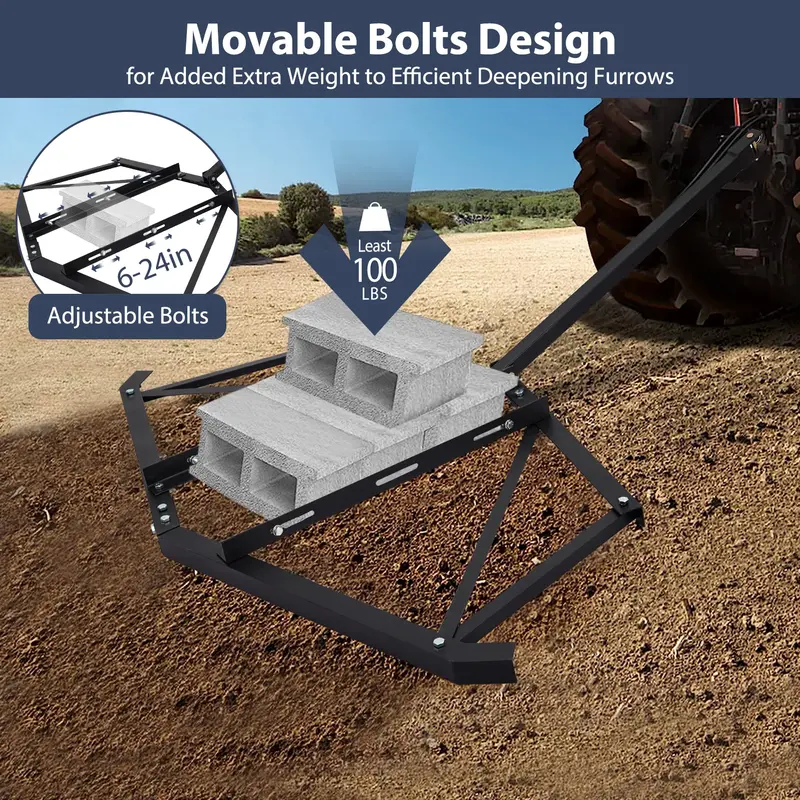 Garvee Heavy-Duty 66 Driveway Drag Grader, w/ 3 Sets Adjustable Bolts & 2 Reinforced Steel Bars, Tow-Behind Harrow with Pin ...