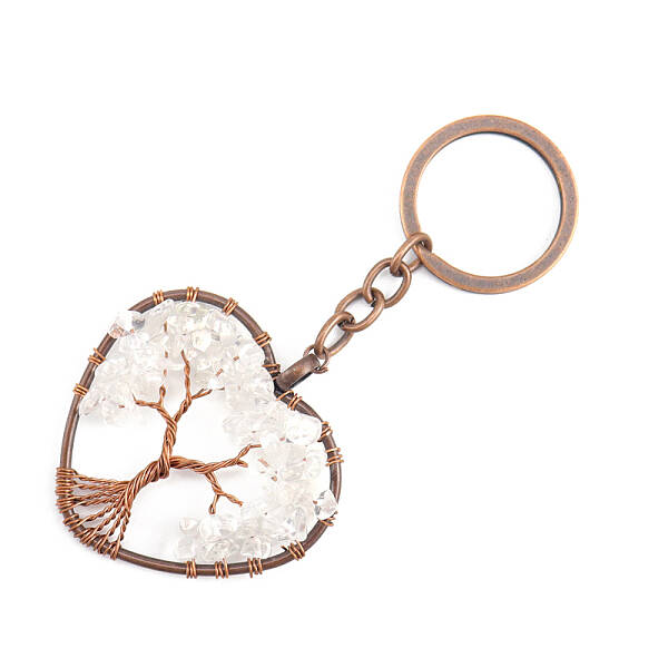 Natural Quartz Crystal Pendant Keychains