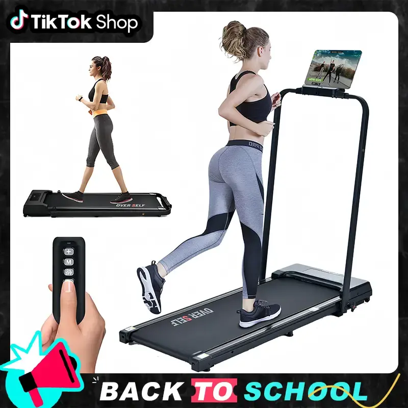 OVER SELF 6.2 mph Foldable Walkable walking Treadmill with Handle, Remote Control Exercise Equipment for Home and Office Use....