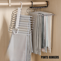 9 Layers Space Saving Clothes Hangers, Non Slip Foldable Pants Hangers, Durable for Closet Organizers and Storage, Home Organ...