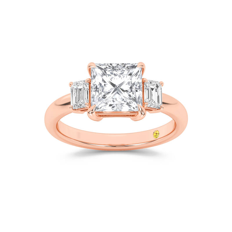 Moonbeam Three Stone Princess Cut Lab Grown Diamond Engagement Ring | 18K Rose Gold 2 CT. TW.