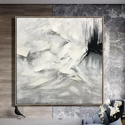 Large Original Abstract White Paintings On Canvas Acrylic Wall Art Modern Original Wall Decor | WINTER BLIND