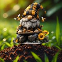 Gnome & Bee & Sunflower Design Decoration, 1 Count 2D Plane Acrylic Garden Ground Insert Decor, Outdoor Decoration for Yard, ...