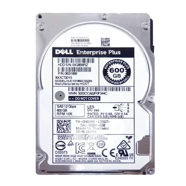 0N6HYK Dell 600GB 12Gb/s SAS 10000 2.5-Inch Hard Drive