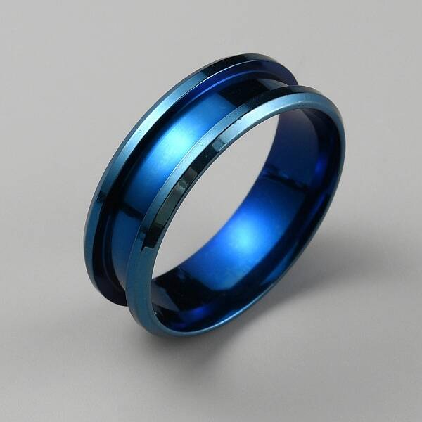 304 Stainless Steel Grooved Finger Ring Settings