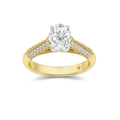 Storm Knife Edged Cathedral Oval Lab Grown Diamond Engagement Ring | 10K Yellow Gold 3 3/4 CT. TW.
