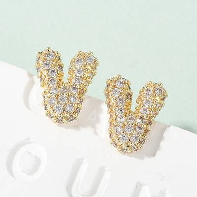 Brass Micro Pave Cubic Zirconia Stud Earrings