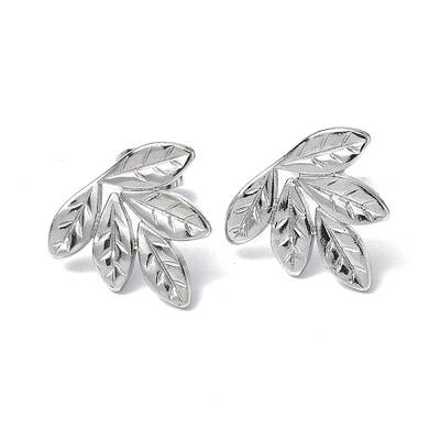 Non-Tarnish 304 Stainless Steel Leaf Stud Earrings for Women