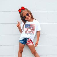 [Sale Up To 50%]American Girly Coquette 4th of July Kids Shirt Outfit Red White Blue Patriotic Shirt Fourth of July