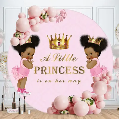 Aperturee A Little Princess Round Baby Shower Backdrop For Girl