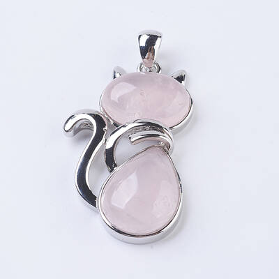 Natural Rose Quartz Kitten Pendants