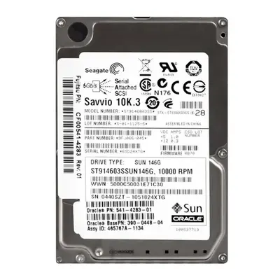 541-4283-01 Sun 146GB 3Gb/s SAS 10000 2.5-inch 16MB Hard Drive