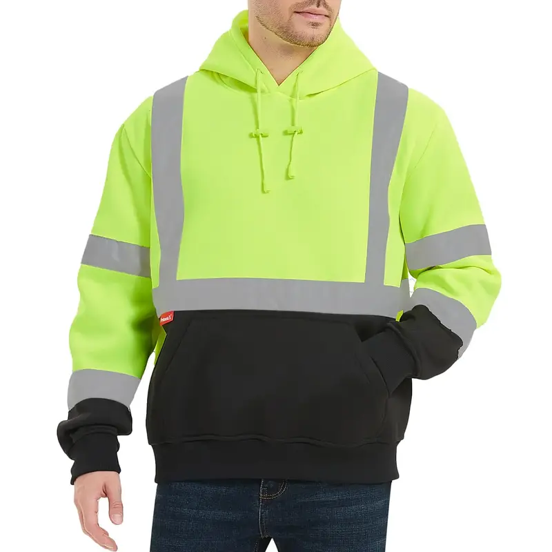 ProtectX Hi Vis Hoodie for Men Women High Visibility Safety Sweatshirt Reflective with Pockets for Construction Work Class 3 ...