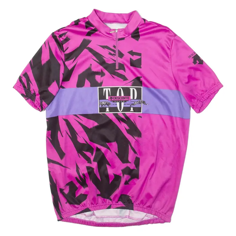 Cycling Shirt Mens Jersey Pink 1/4 Zip L