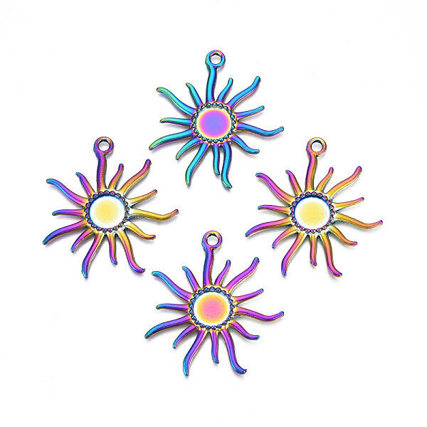 Rainbow Color Alloy Big Pendant Settings for Enanmel