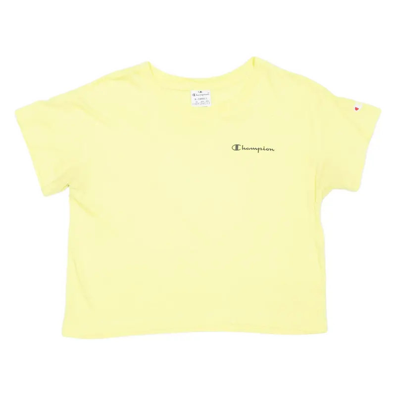 CHAMPION Cropped Womens T-Shirt Yellow XS