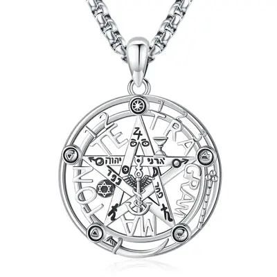 Sebina S925 Tetragrammaton Necklace Tetragrammaton De Plata 925 Pentagram Pentacle Hecate Pendant Witchcraft Wiccan Pagan Jew...