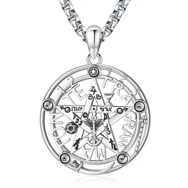 Sebina S925 Tetragrammaton Necklace Tetragrammaton De Plata 925 Pentagram Pentacle Hecate Pendant Witchcraft Wiccan Pagan Jew...
