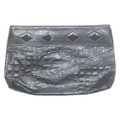 Womens Clutch Bag Black Leather Animal Print