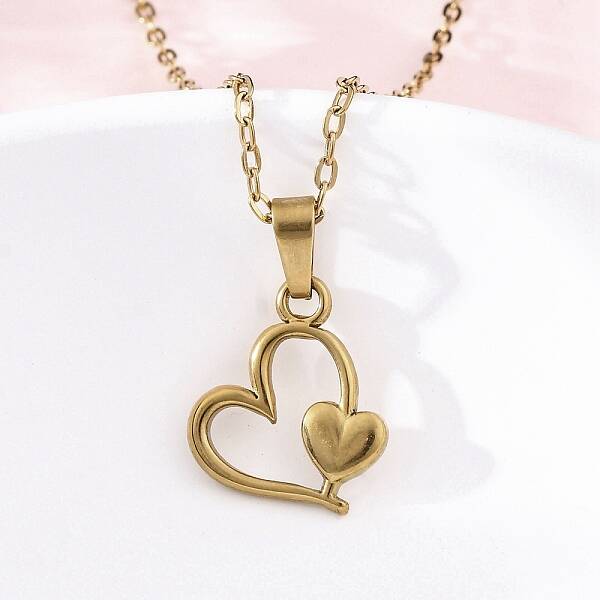 Heart 304 Stainless Steel Pendant Necklaces