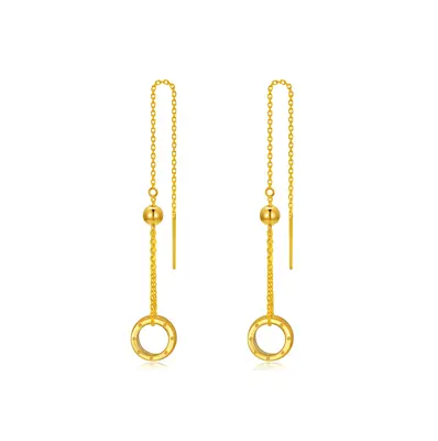 14K Gold Round Threader Earrings
