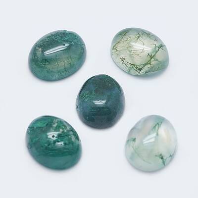 Natural Moss Agate Cabochons