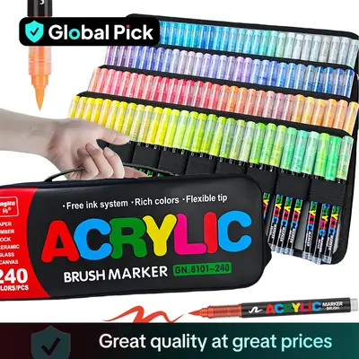 Acrylic Brush Marker Pen, 1 Set Waterproof Pen with Soft Brush Nib, Art Paint Marking Set for Glass Stone Wood Plastic Paper