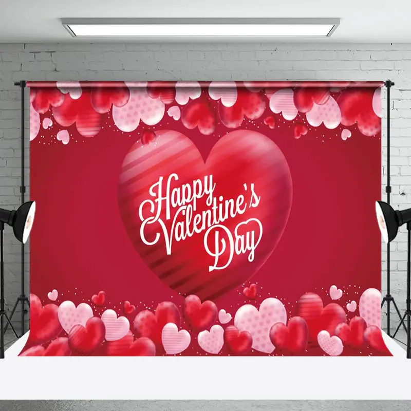 Aperturee Romantic Red Valentines With Heart Motifs Backdrop | Valentine Photo Backdrop | Photo Booth Valentines Backdrop | V...