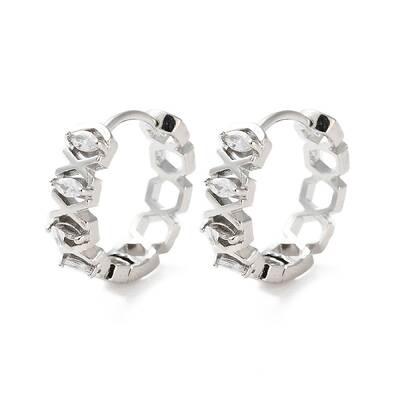 Rack Plating Brass Clear Cubic Zirconia Hoop Earrings