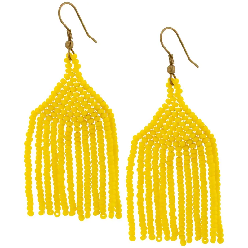 Brilliant Fringe Beaded Earrings - Purple