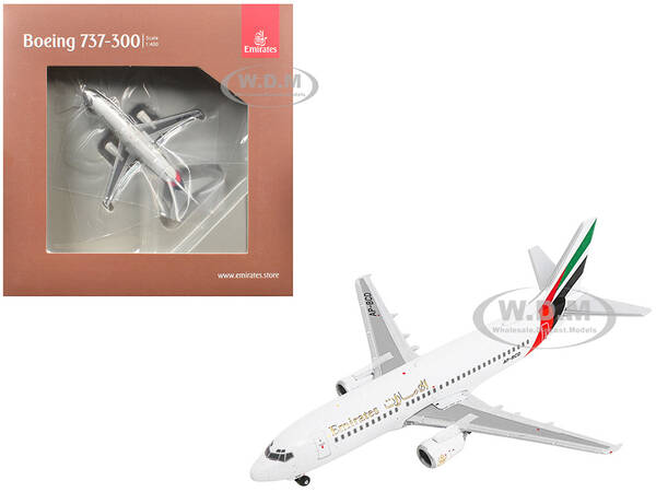 Boeing 737-300 Commercial Aircraft Emirates Airlines (AP-BCD) White with Striped Tail 1/400 Diecast Model Airplane by Gemin...