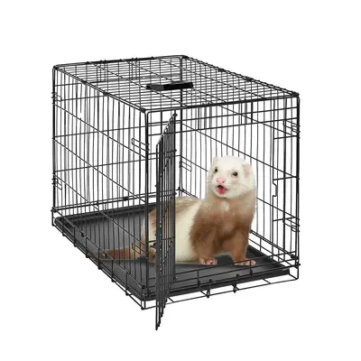 Garvee Collapsible Metal Wire Cage for Small Animals - Durable Mesh Floor, Slide-Out Removable Tray, Double Door, Rust-Resist...